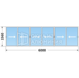 Окно фабричное Алютех из профиля алюминиевого AL-968
